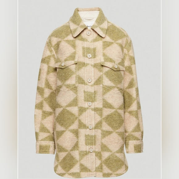 Aritzia Wilfred Ganna Earth Geo Birch Sage Shirt Jacket - Picture 1 of 8